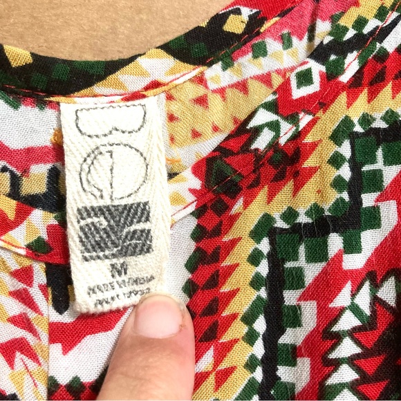 Tribal African Fringe Tassel Sun Maxi Coverup Dress Red Green Yellow Gold Medium - Picture 12 of 15